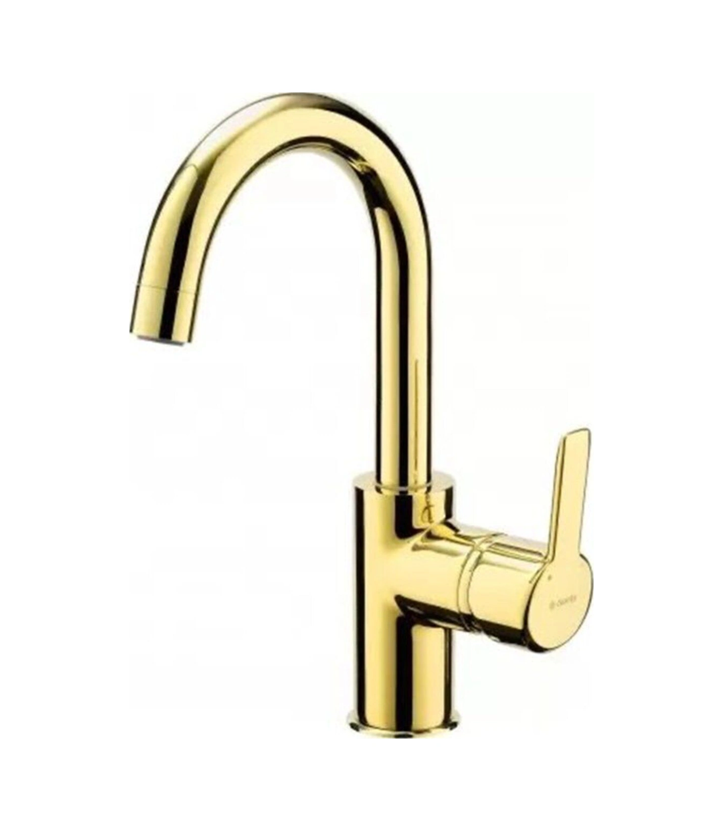 Fleko Lavabo Bataryası Gold Krom Kaplama Banyo Lavabo Bataryası Yüksek Kuğu Tasarım Altın Renk Krom