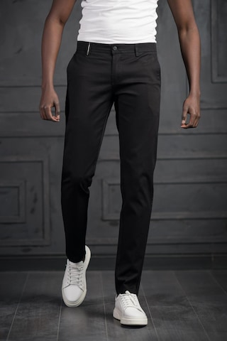 Perpant Slimfit Küçük Armürlü Yazlık Pamuklu Gabardin Pantolon Siyah