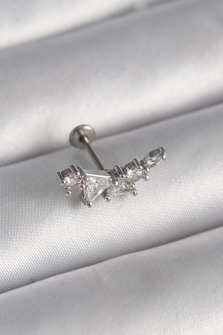 Forwhat Zarif Kadın İçin Silver Çelik Zirkonlu Tarz Tragus Piercing Çok Renkli