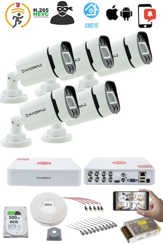 5 Kameralı Güvenlik Kamerası Seti - Gece Renkli Kdj-5s-4w-p-v1