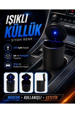 Işıklı Küllük Siyah Renk