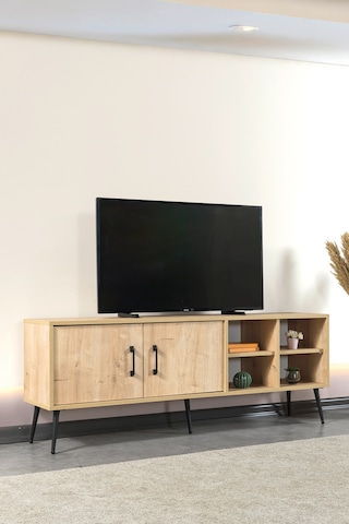 3608 Şile Metal Ayaklı Metal Kulplu 160 Cm Tv Ünitesi Safir Safir
