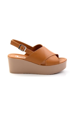 Bambi Taba Leather Kadın Sandalet K05040030503 Taba