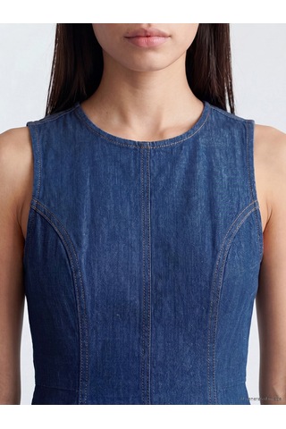 Lcw Modest İndigo Midi Kloş Jean Elbise