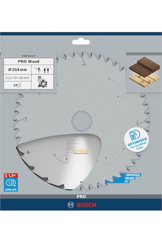 Bosch Pro 254x30 Mm 24 Diş Akülü Ahşap Daire Testere 2608842237