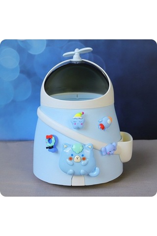 Flybuy Yumruk Yumruk Yaratıcı Tutma Sevimli Şarkısı Mengtuo Mavi Mavi Masaüstü Kutusu Kapaklı Dong Ding Dayanıklı Çöp Gl Mavi