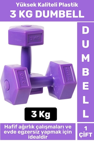 Premium Yüksek Kaliteli Plastik Egzersiz Pilates Isınma Ev Hafif Ağırlık Antrenman 2 X 3 Kg Dambıl
