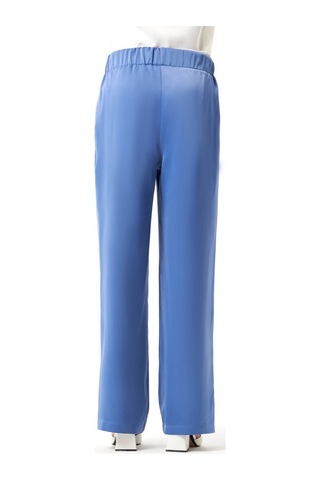 Mizalle Beli Lastikli Saten İndigo Pantolon İndigo