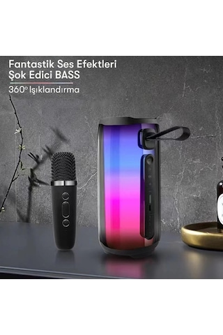 Pluse 5 Mikrofonlu Rgb Kablosuz Hoparlör - Siyah