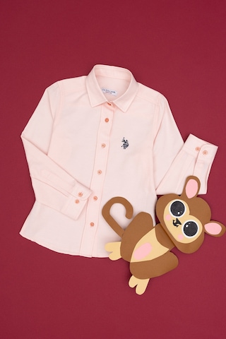 U.s. Polo Assn. Kız Çocuk Somon Gömlek Desenli 50297414-vr047 Somon