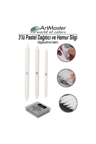 Gölgelendirme Kalemi Pastel Dağıtıcı 3 Lü 1 Paket Ve 1 Adet Hamur Silgi Kalemi Kara Kalem Dağıtıcı Kalem Kaynaştırma