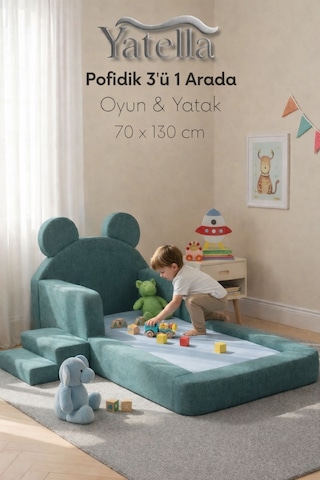 Yatella Pofidik 3'ü 1arada Oyun & Yatak 70 X 130 CM Yeşil