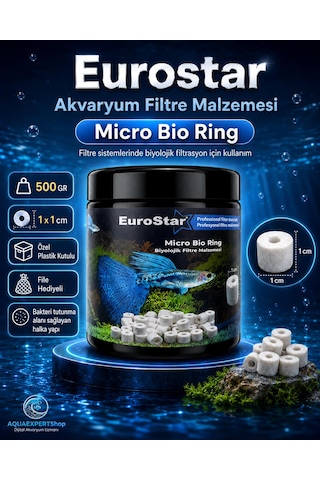 Eurostar Akvaryum Filtre Malzemesi - Micro Bio Ring - Üstün Bakteri Tutuşu - Özel Plastik Kutulu - File Hediyeli - 500 Gr