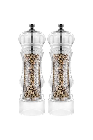 Akrilik Tuz Karabiber Değirmeni Öğütücü - Baharat Öğütücüsü, 18 Cm 2 Adet, Akrilik Değirmen 18 Cm Diğer