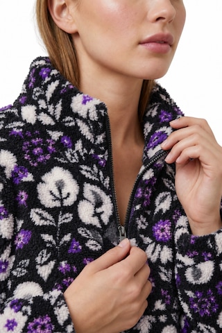 Genius Store Kadın Peluş Tam Fermuarlı Cepli Sherpa Kuzu Kumaş Oversize Peluş Polar Sweatshirt Mor