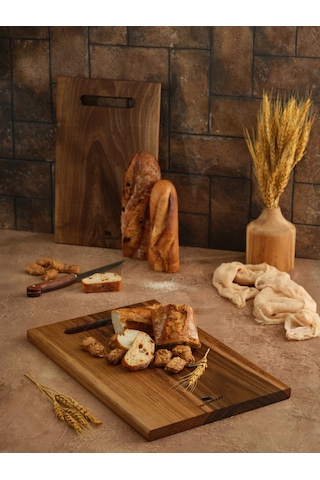 Hıcowood Doğal Ceviz 2'li Kesme Sunum Tahtası Seti -Lazerle İsim/Söz Yazılır