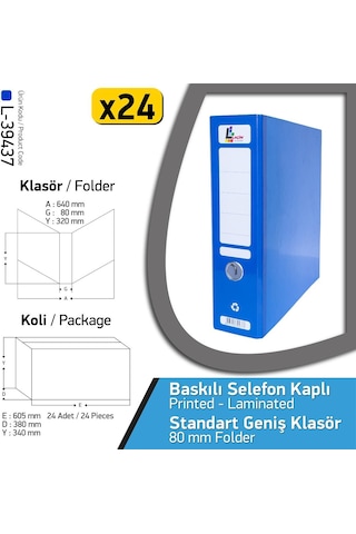Laçin Klasör Selefonlu Geniş 24 Adet 1 Koli