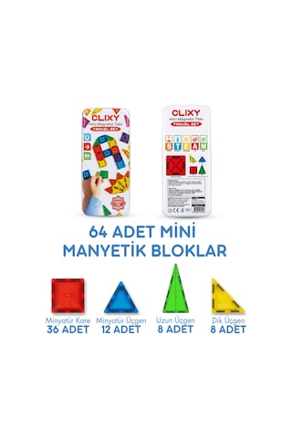 Mini Manyetik Bloklar 64 Parça Travel Set