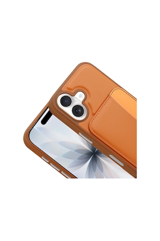 Apple Uyumlu iPhone 17 Kılıf Kartlıklı Kamera Yükseltili Silikon Celikaksesuar Turuncu