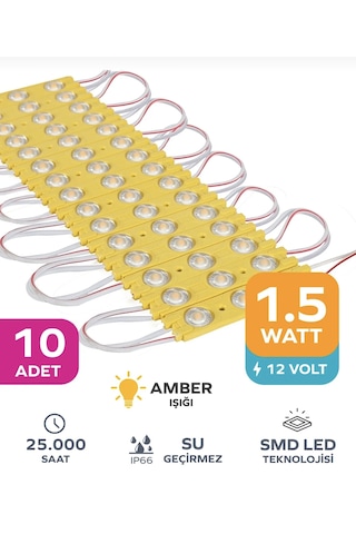 Point 3 Ledli Parmak Led Modül 1.5w 2835 Smd Mercekli 12v-10 Adet Sarı