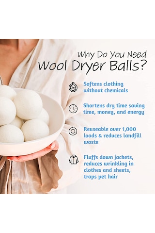 Lemestar 6 Adet Yeni Zelanda Yünü Kurutma Topu - Evcil İçecekler İçin Doğal Temizleme Ve Kurutma Aracı Açık Sarı