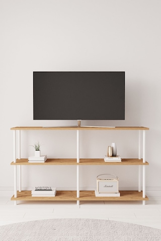 Çevir Kur 150 Cm Atlantik Çam B.d Raflı Tv Sehpası, Tv Ünitesi 150 75 29 Cm Atlantik Çam