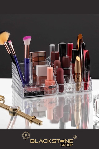 F Blackstone Diomand Kozmetik Ürün Düzenleyicisi Makyaj Takı Organizer Kalemlik Rujluk Notluk Düzenleyecesi Şeffaf Beyaz