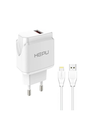 HEPU HP617L 2.1A Seyahat Şarj Aleti USB-Lightning Kablo Set