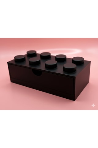 Yapı Oyuncak Tasarımlı Mini Çekmece - Küçük Boy 4x2 Masaüstü Düzenleyici Siyah Diğer