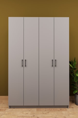 Asra Trend Vestiyer & Portmanto V-08 %100 MDF 4 Kapaklı Geniş Ayakkabılık Kül Gri