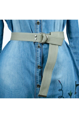 Fashion Moon Gri Palaska Silver Renk Çift D Şeklinde Tokalı Kemer