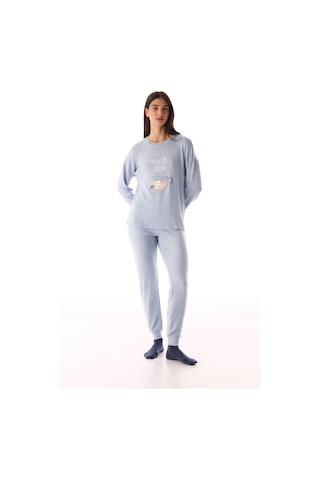 Penti Açık Mavi Magic Soft Termal Etkili Uzun Kollu Pijama Takımı Pnb9v8ym25sk-bl23 Açık Mavi