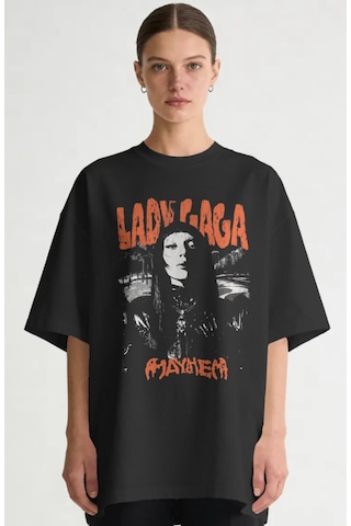 Sevbano Lady Gaga Mayhem Şarkıcı Baskılı Unisex Oversize Premium Tişört Siyah