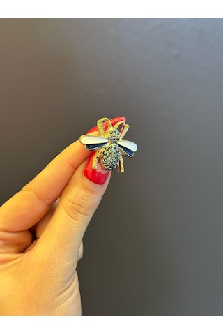 Mavi Beyaz Kanatlı Arı Broş Yaka İğnesi Giyim Aksesuarı 4 x 2 CM Renkli