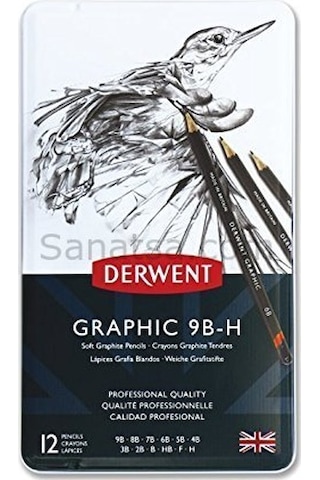 Derwent Graphic Dereceli Kalem Seti Soft Sketching Teneke Kutu 12