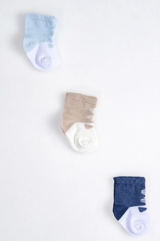 Cocole Socks Erkek Çocuk Soket Çorabı 3 Lü Set Pamuklu Minimalist Desenli Çok Renkli