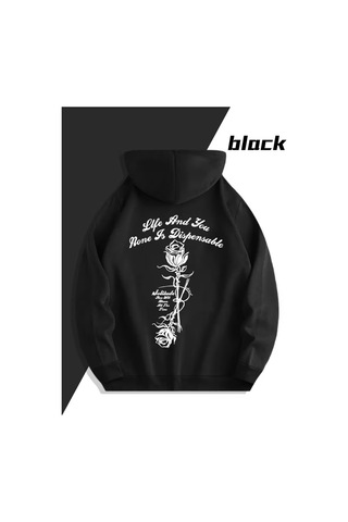 Nevermind Sevgili Çift Kombini 2 Li Gül Ve Yazı Baskılı Unisex Sweatshirt Siyah