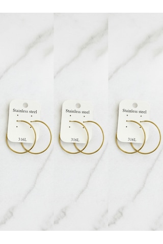 Şehrazat Handmade Gold Çelik Halka Küpe-316l Altın
