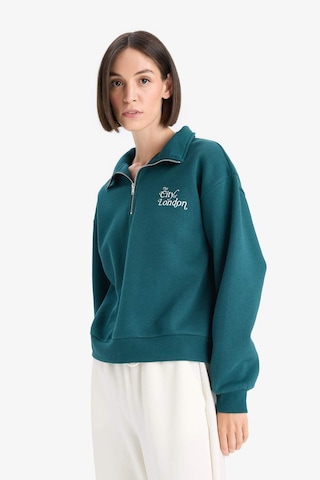 Defacto Regular Fit Yarım Fermuarlı Baskılı Kalın Sweatshirt F1067ax25augn1040 Yeşil
