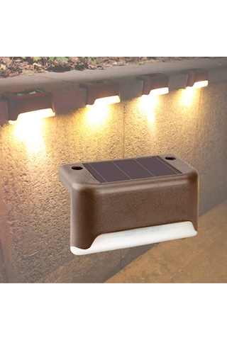 Nm Store Solar Güneş Enerjili Şarj Edilen Köşebent Merdiven Veranda Bahçe Yolu Led Lamba Işık 4 Adet Diğer