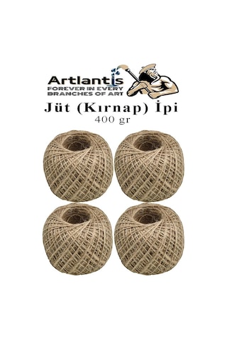 Jüt İpi Kırnap 400 Metre Mumlu Kırnap İplik Jüt İp Kendir İp Süs Naturel Doğal İplik Hasır İplik Çuval İp
