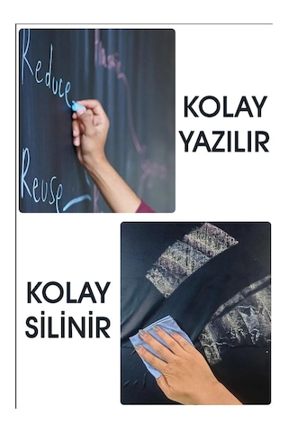 Yapışkanlı Yazı Tahtası 45x200cm Silinebilir Renkli Tebeşir Hediyeli Kara Tahta Akıllı Kağıt Tahta Diğer