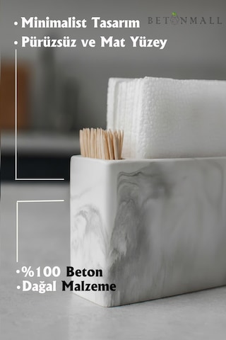 El Yapımı Beton Gri Alçı Peçetelik Minimal Masa Ve Mutfak Dekoru Kafe & Bar İçin Siyah Beyaz