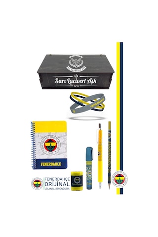 Fenerbahçe Orijinal Lisanslı Kalem Bileklik Bloknot Kalemtraş Silgi Hediyelik Set Sarı 006 Sarı