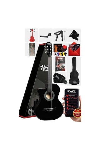Midex Cg-396bk Solak Klasik Gitar Siyah Renk Full Set Sap Ayarlı 4/4 Yetişkin Boy