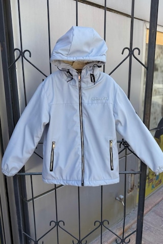 Erkek Çocuk Sabit Kapüşonlu Metal Armalı İçi Kürklü Mont Km3987 Gri