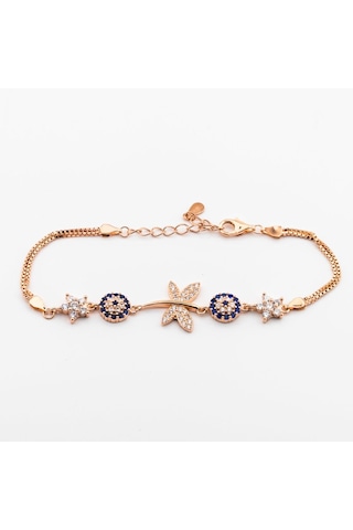 925 Ayar Gümüş Rose Nazar Boncuklu Yusufçuk Kadın  Bileklik