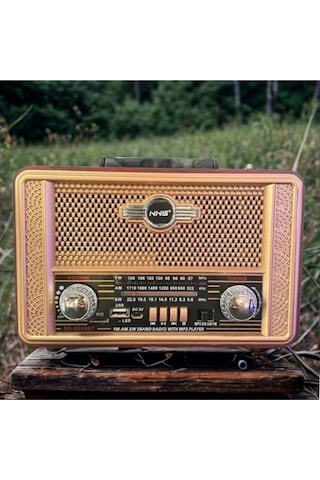 Ns-8098 Retro, Nostaljik, Ahşap Tasarım Bluetooth Hoparlörlü, Şarjlı, Taşınabilir Fm/am Destekli Radyo-445