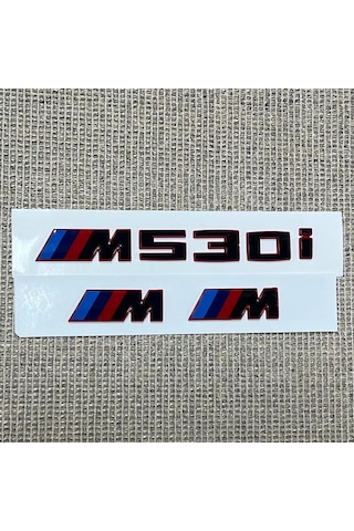 Bmw M530i Piano Black Kırmızı Bagaj Yazısı Ve M Çamurluk Armaları Seti 2'li 3m 3d Abs
