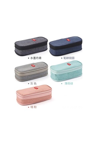 Aubyhe Orta Ve İlkokul Öğrencileri İçin Büyük Kapasiteli, Renkli, Çok Fonksiyonlu, Dayanıklı Kalem Kutusu - Mavi/bej Büyük Boy Diğer